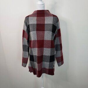 Tahari Mock Neck Long Sleeve Checkered Tunic Sweater Size Small